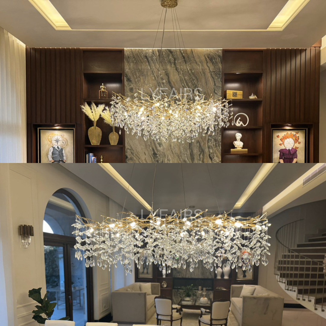 French style crystal chandelier with elegant branches and crystal detailing, perfect for luxury interiors, enhancing home déc