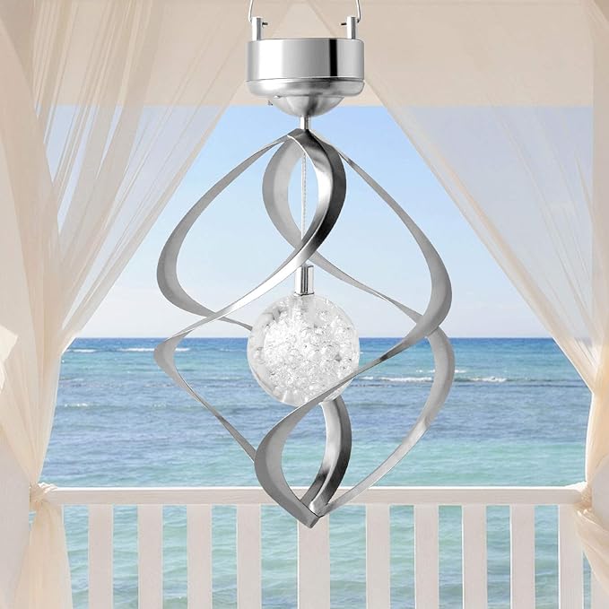 "Garden Colour-Changing Solar Wind Chimes with LED Lights, showcasing vibrant hues and melodic features for outdoor decor"