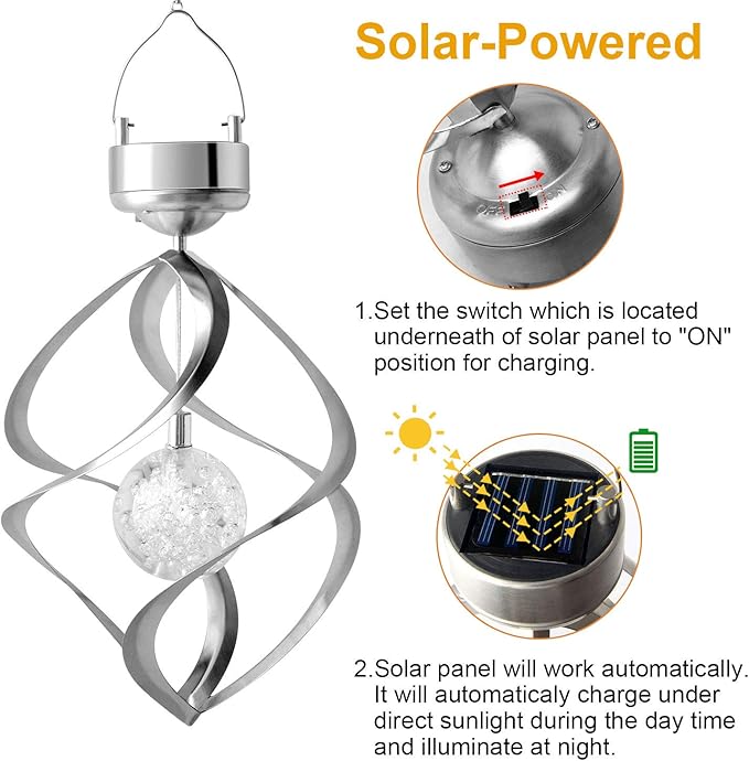 "Garden Colour-Changing Solar Wind Chimes with LED Lights, showcasing vibrant hues and melodic features for outdoor decor"