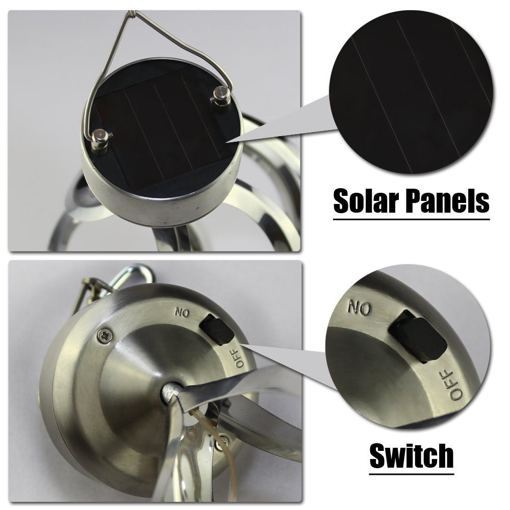 "Garden Colour-Changing Solar Wind Chimes with LED Lights, showcasing vibrant hues and melodic features for outdoor decor"