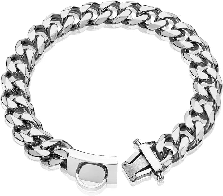 "Gold Titanium Steel Dog Collar for Medium & Large Breeds, durable, rust-resistant, and stylish pet accessory."