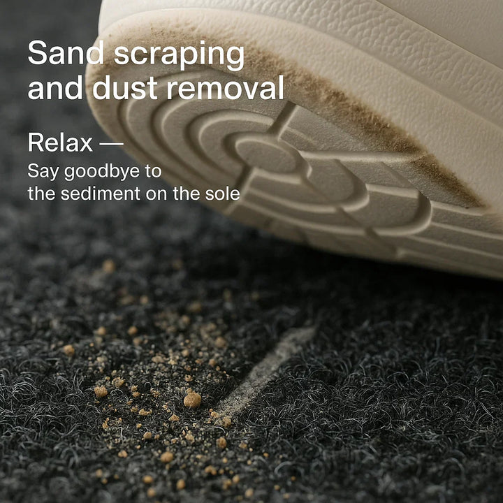 "Green non-slip heavy-duty door mat with textured surface for indoor/outdoor use, resists dirt, rain, and sun exposure."