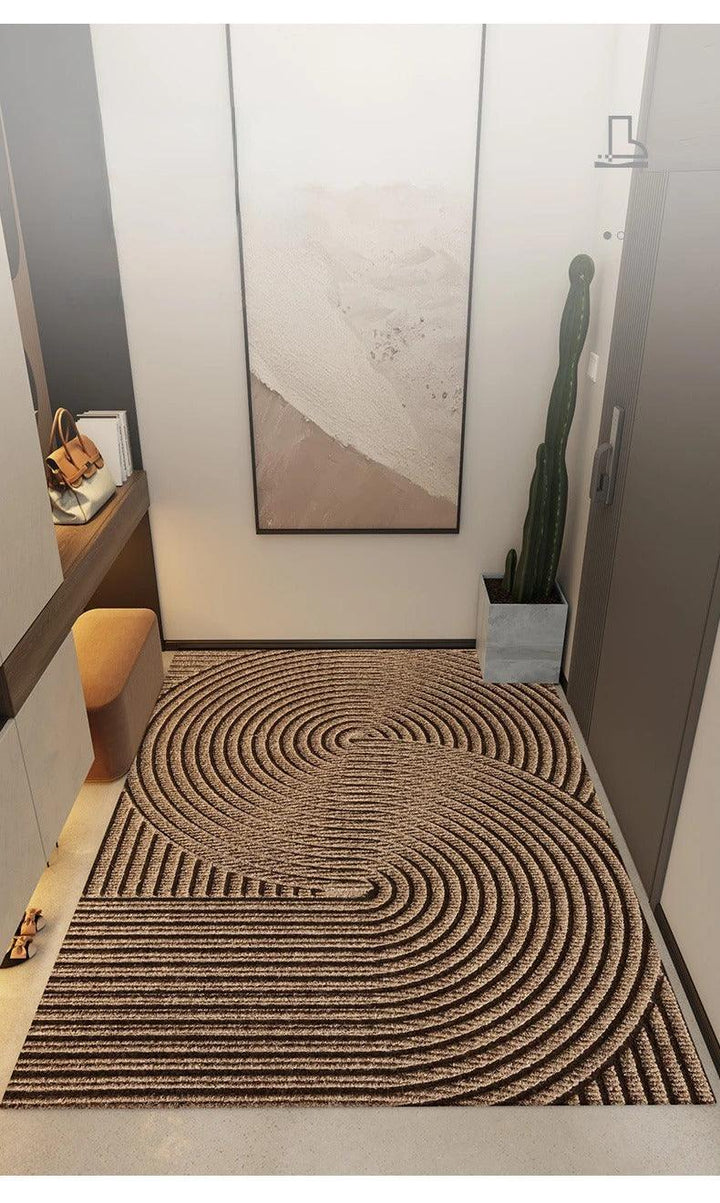 "Green non-slip heavy-duty door mat with textured surface for indoor/outdoor use, resists dirt, rain, and sun exposure."