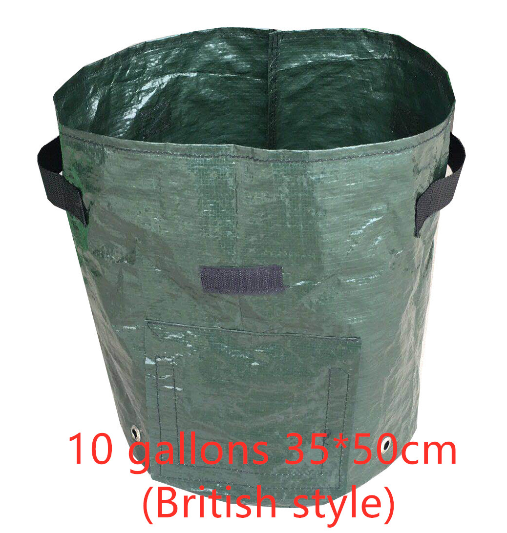 Green reusable grow bag with window for easy potato harvesting, durable fabric, ideal for patios and small gardens, optimal d