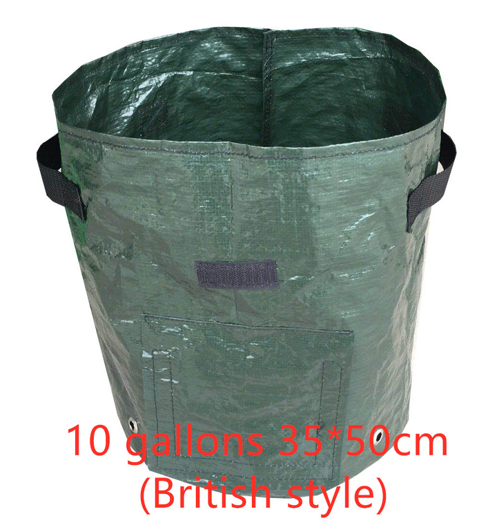 Green reusable grow bag with window for easy potato harvesting, durable fabric, ideal for patios and small gardens, optimal d