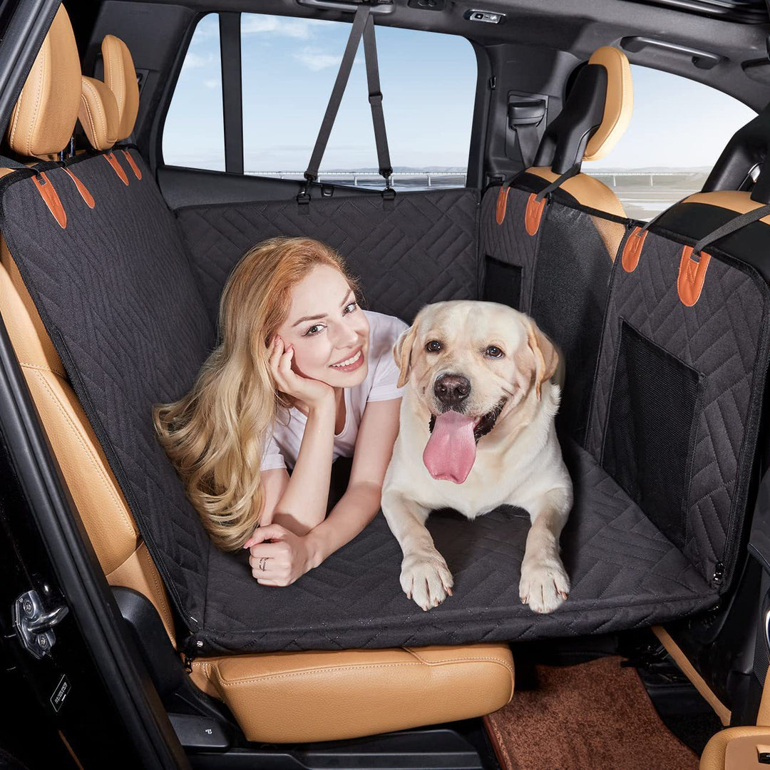 Hard Bottom Car Seat Extender for Dogs, plush memory foam, sturdy base, waterproof protection, universal fit, pet supplies.