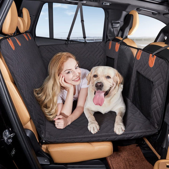Hard Bottom Car Seat Extender for Dogs, plush memory foam, sturdy base, waterproof protection, universal fit, pet supplies.