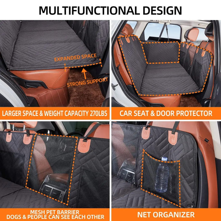 Hard Bottom Car Seat Extender for Dogs, plush memory foam, sturdy base, waterproof protection, universal fit, pet supplies.