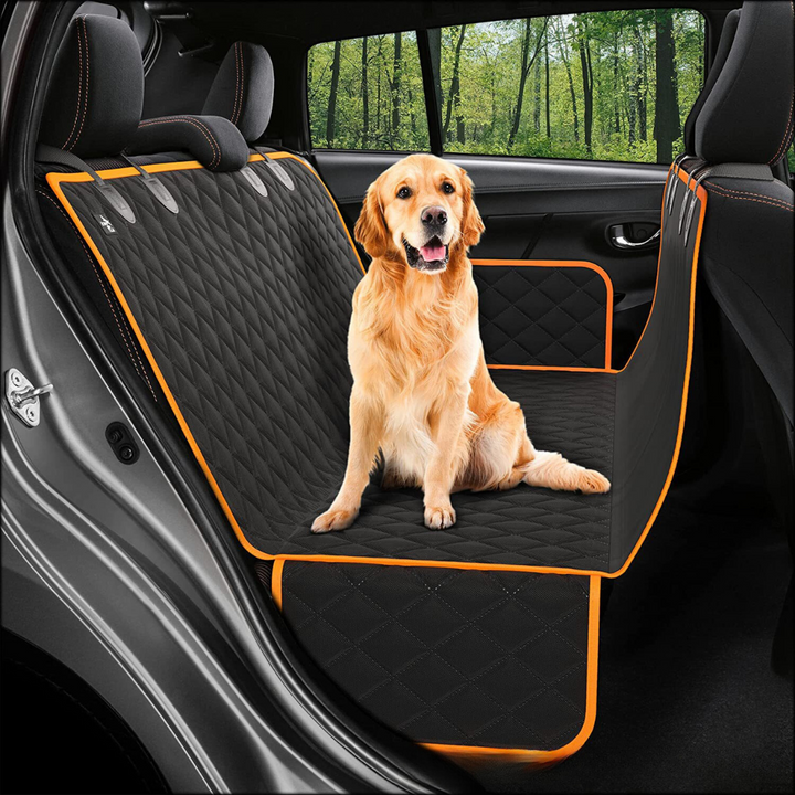Hard Bottom Car Seat Extender for Dogs, plush memory foam, sturdy base, waterproof protection, universal fit, pet supplies.