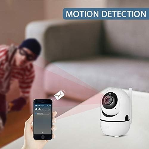 HD night vision baby monitor with 360° rotation, showing clear display even in low light and offering full-room surveillance.