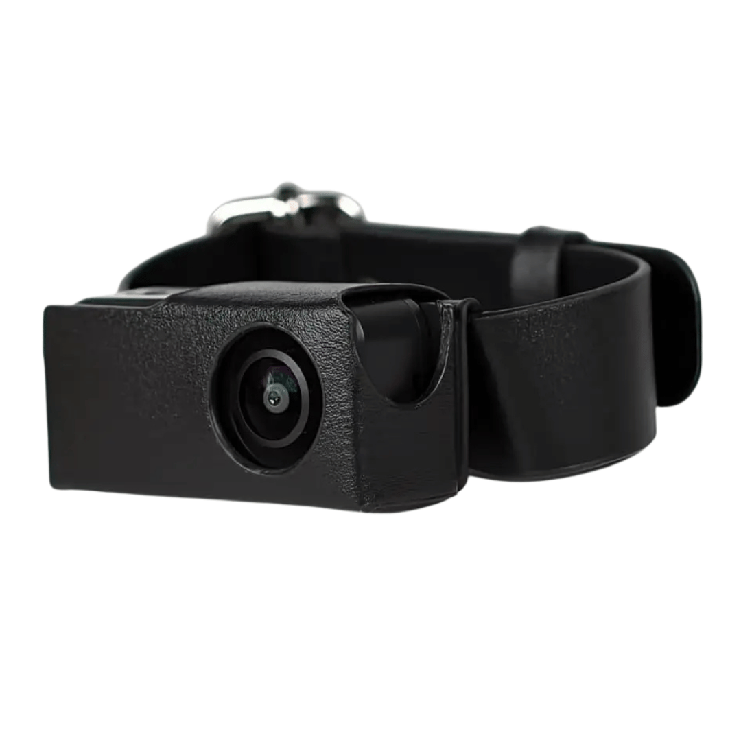 "HD Pet Collar Camera with 160° lens for dogs & cats, capturing adventures in 1080P. Lightweight, compact, easy to attach."