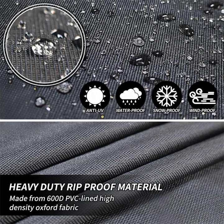 "Heavy-duty round outdoor furniture cover with air vent, waterproof 600D Oxford cloth, ideal for garden tables."