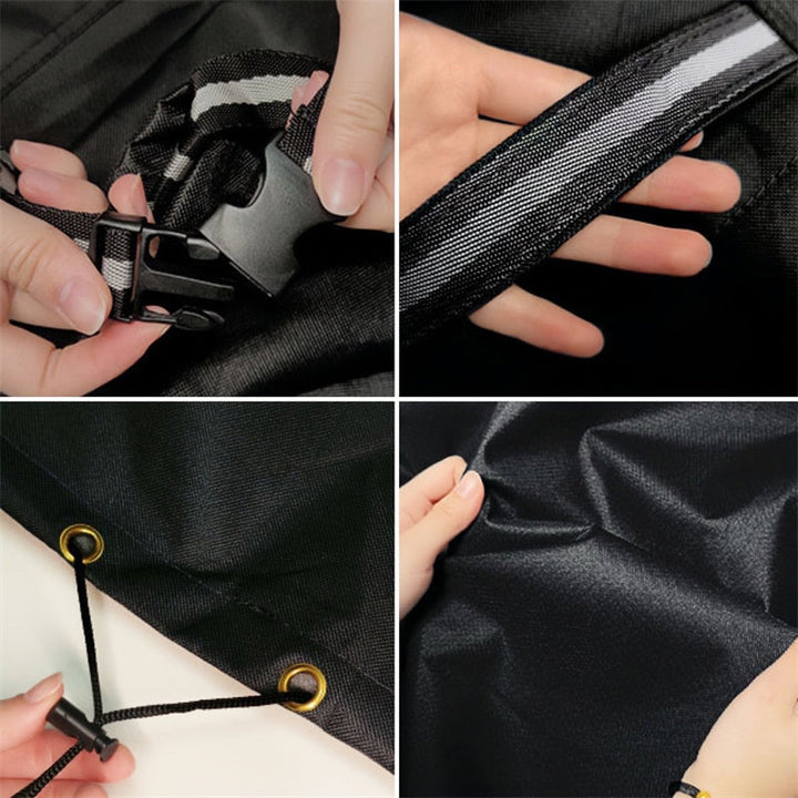 "Heavy-duty round outdoor furniture cover with air vent, waterproof 600D Oxford cloth, ideal for garden tables."