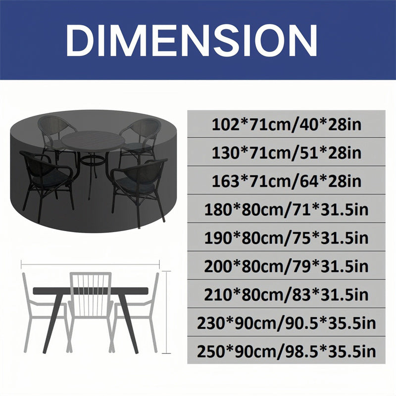 "Heavy-duty round outdoor furniture cover with air vent, waterproof 600D Oxford cloth, ideal for garden tables."