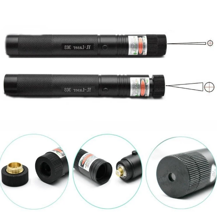 "High-intensity portable laser pointer with bright green beam, ideal for presentations and outdoor use. Compact and durable."