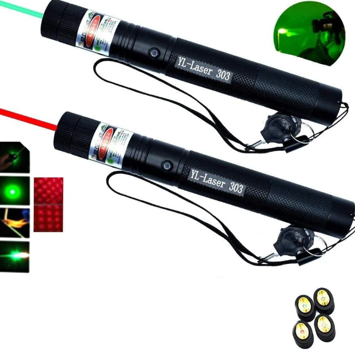 "High-intensity portable laser pointer with bright green beam, ideal for presentations and outdoor use. Compact and durable."