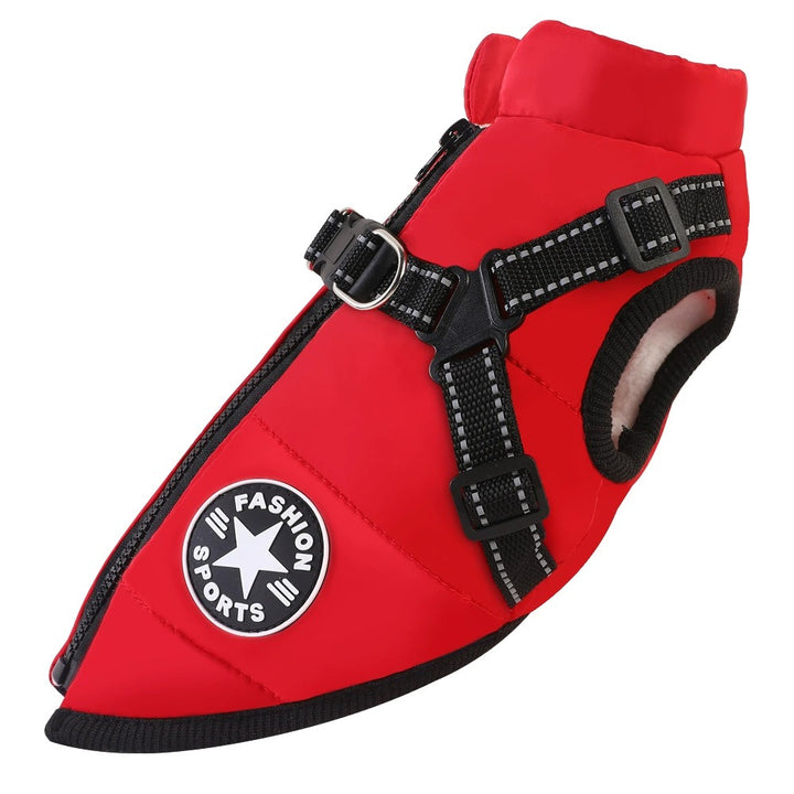 Waterproof Dog Winter Jacket with Built-In Harness