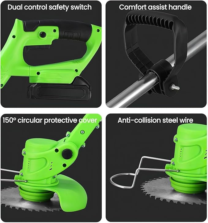 Cordless 24V Lawn Trimmer with Ergonomic Grip and Guard