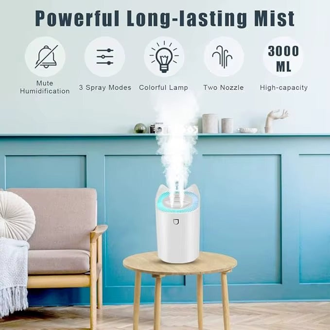 Home Humidifier - 3000ml Mist Technology for Respiratory Relief