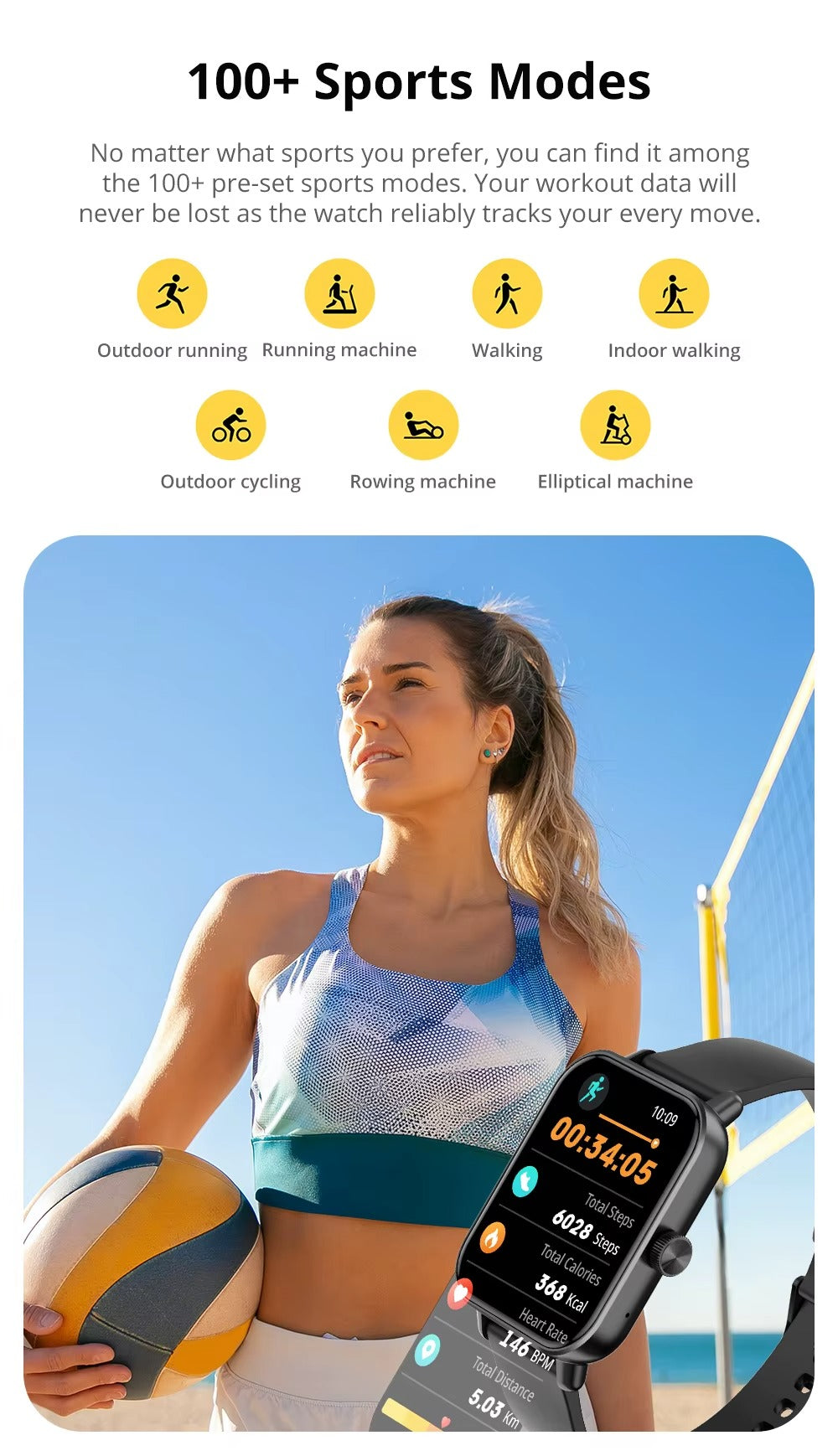 VitalEase Unisex Smartwatch with Health & Fitness Tracking