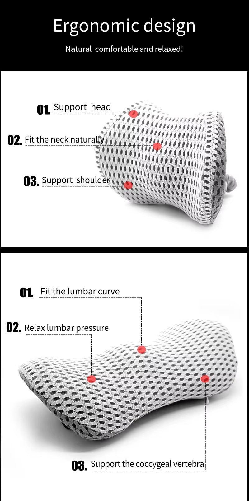 ComfortWave Ergonomic Lumbar Support Cushion