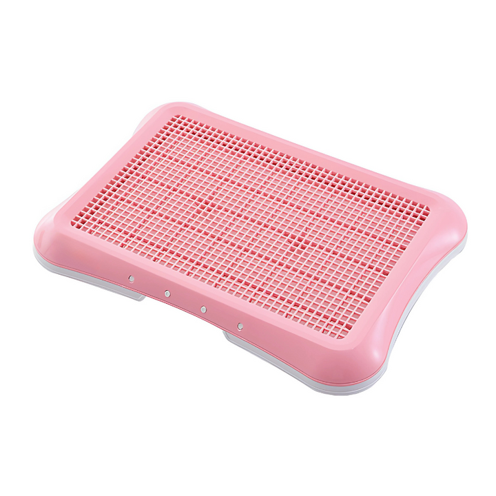 "Indoor dog toilet with easy clean grid, blue color, for pet hygiene, suitable for puppies and senior dogs, mess-free design.