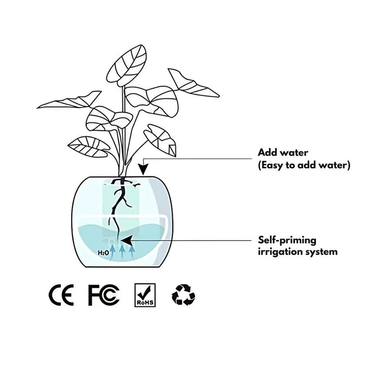 "Interactive AI Plant Pot with sleek design, smart care features, and over 70 visual expressions, perfect for tech-savvy plan