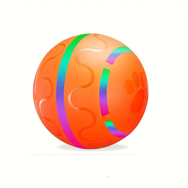 "Interactive ball toy for dogs and cats with bright colors, automatic rolling, keeping pets active and entertained."