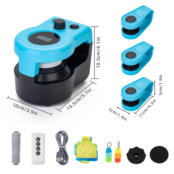 "Interactive cat hunting toy in blue, USB-powered with motion-based exercise, promotes mental stimulation and physical activi