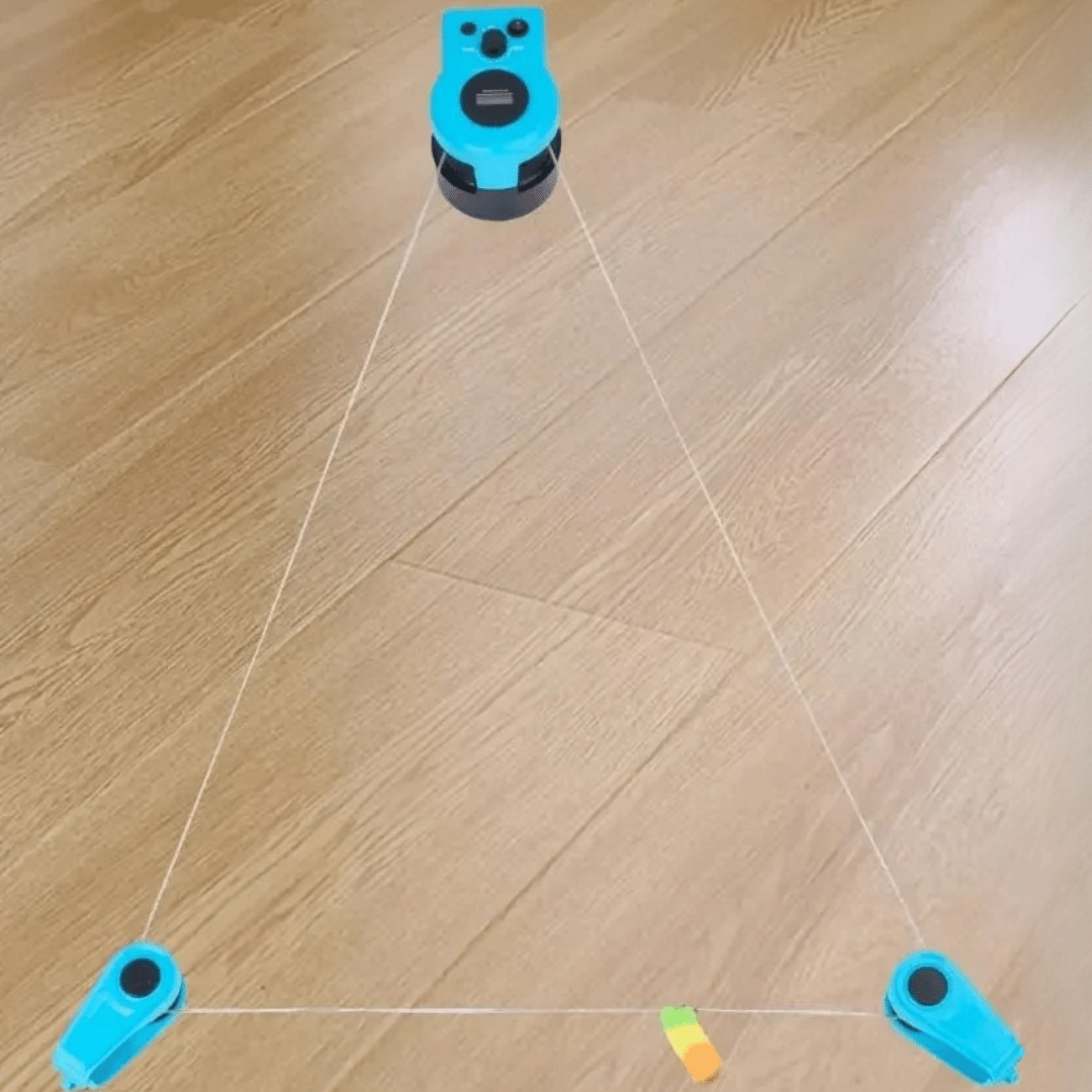 "Interactive cat hunting toy in blue, USB-powered with motion-based exercise, promotes mental stimulation and physical activi