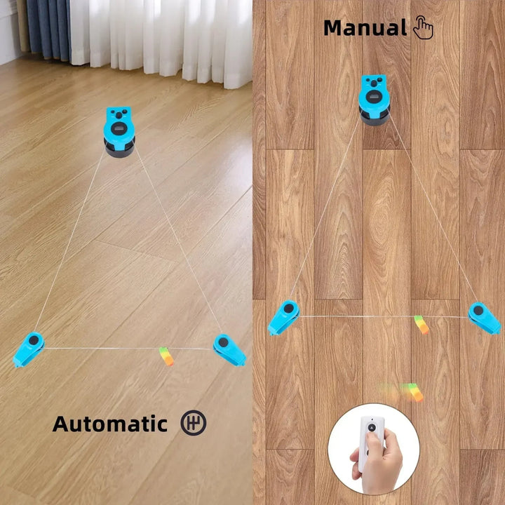 "Interactive cat hunting toy in blue, USB-powered with motion-based exercise, promotes mental stimulation and physical activi