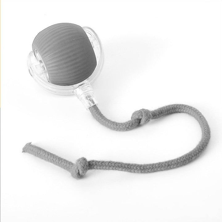 "Interactive cat toy, rolling ball with plush tail, vibrant color options for engaging feline play and exercise."