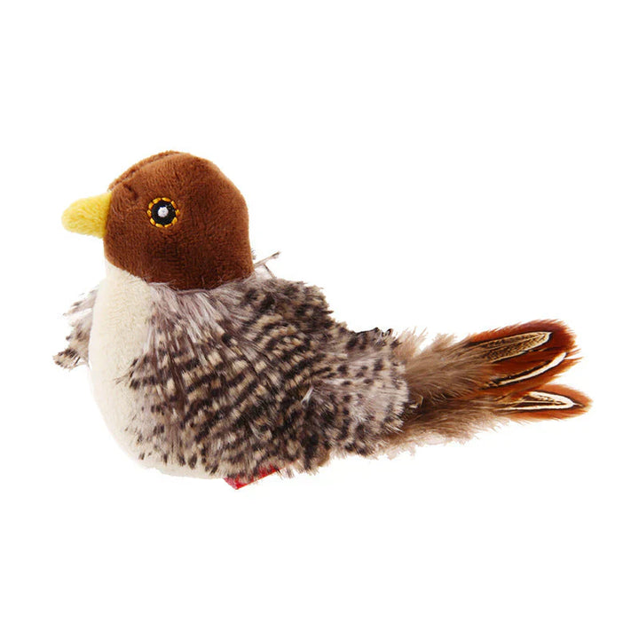 Interactive cat toy with feathers and bird sounds for engaging play. Perfect for cats' hunting instincts and active lifestyle
