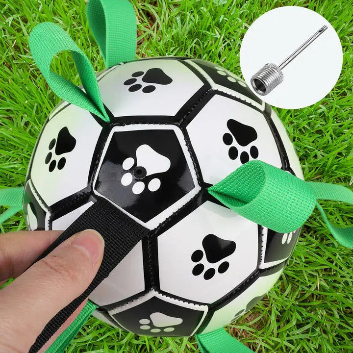 "Interactive dog ball toy with colorful pull ropes for active playtime, ideal for fetch, tug-of-war, and chewing fun."