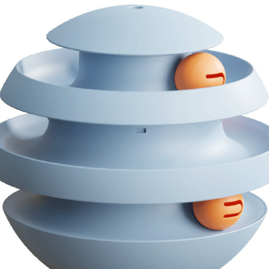 Interactive multi-layer cat toy ball with colorful rolling balls, designed for engaging play and promoting feline fitness.