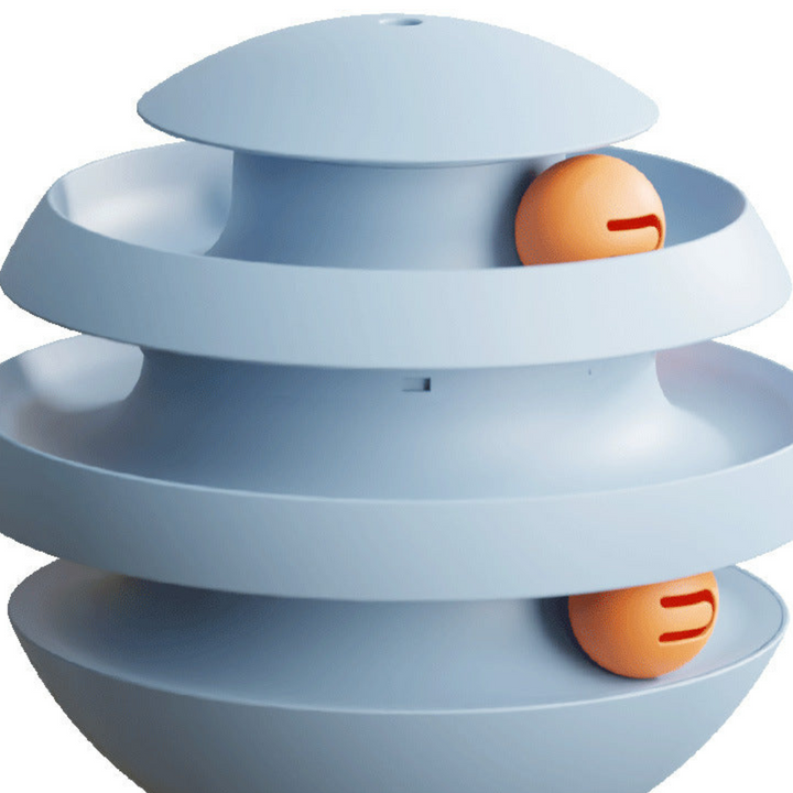 Interactive multi-layer cat toy ball with colorful rolling balls, designed for engaging play and promoting feline fitness.