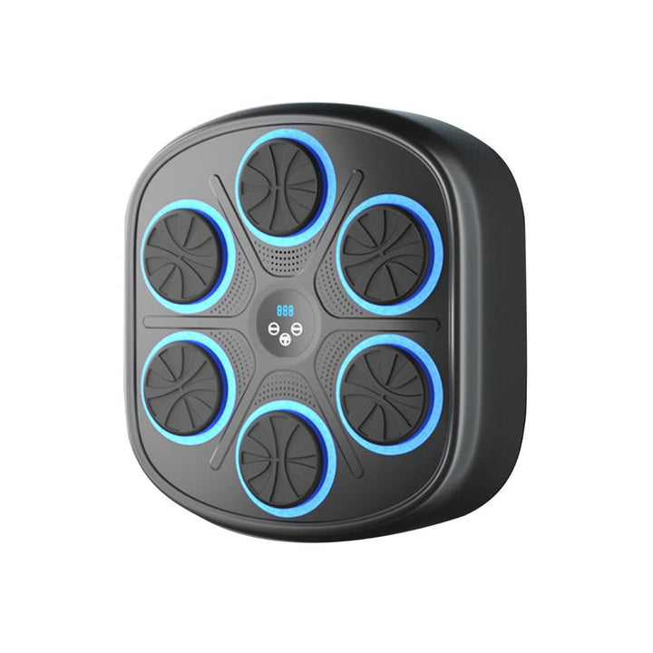 "Interactive music boxing machine for fitness, featuring colorful sensors, sleek design, suitable for adults and kids."