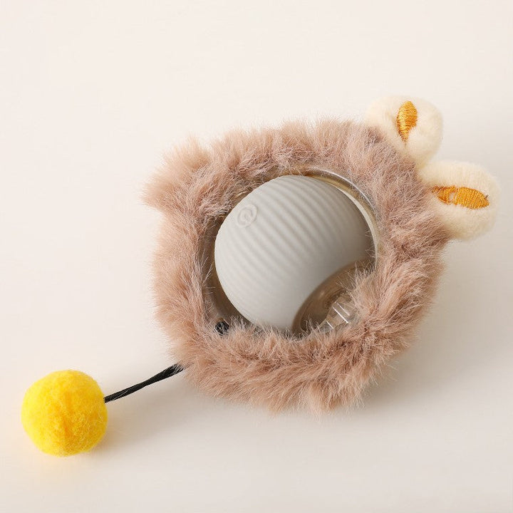 "Interactive plush dog toy with tail in vibrant colors for engaging play, mimicking real prey with tail movement."