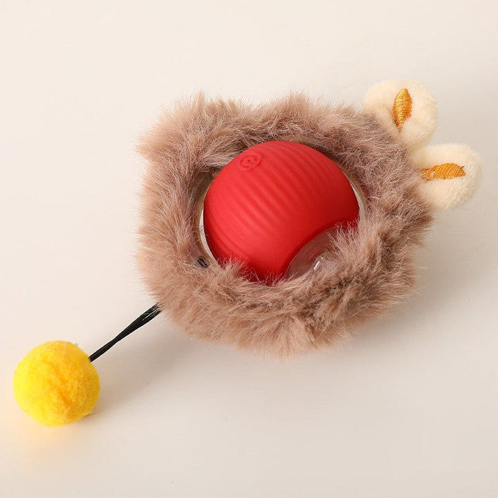 "Interactive plush dog toy with tail in vibrant colors for engaging play, mimicking real prey with tail movement."