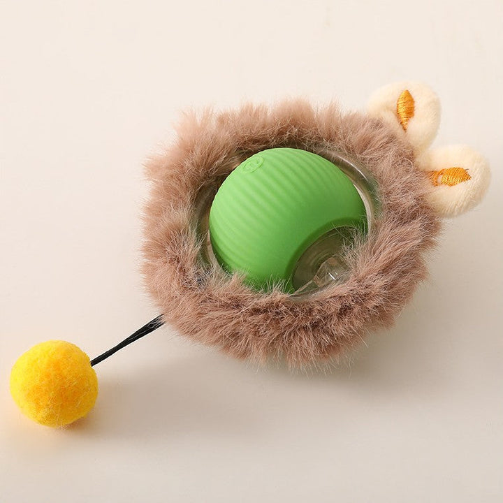 "Interactive plush dog toy with tail in vibrant colors for engaging play, mimicking real prey with tail movement."
