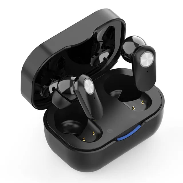 "Invisible rechargeable hearing aids for men and women; flesh-toned, discreet fit in ear canal; enhances hearing clarity."