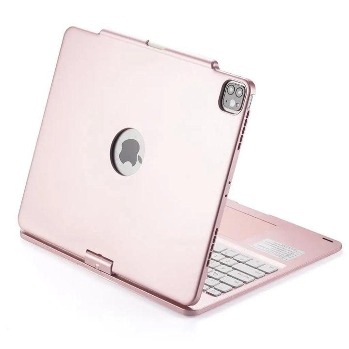 iPad Keyboard Case with backlit keys and trackpad, sleek design, drop-resistant shell, enhances functionality and protection.