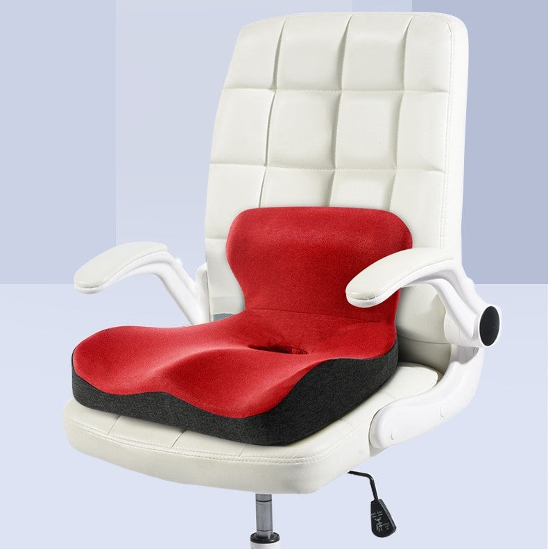 "L Shape Memory Foam Orthopedic Cushion offers ergonomic support with deep grey color, ideal for home and office seating."