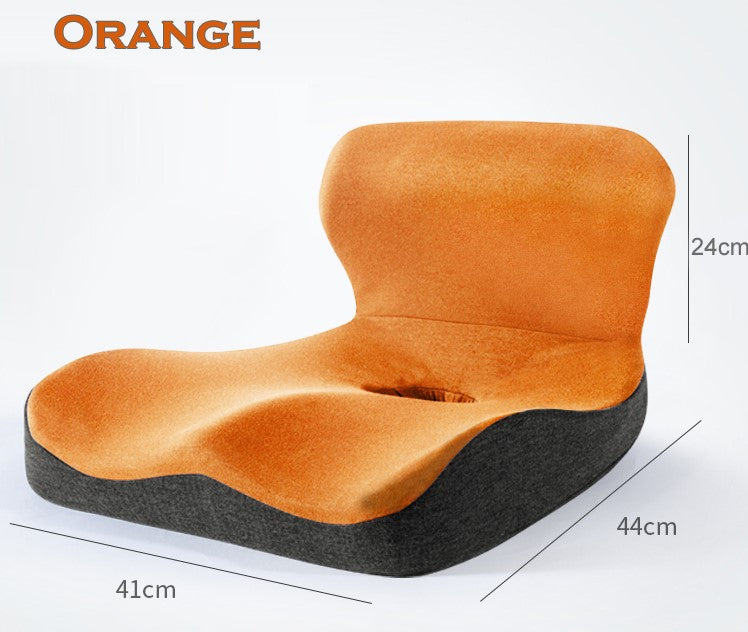 "L Shape Memory Foam Orthopedic Cushion offers ergonomic support with deep grey color, ideal for home and office seating."