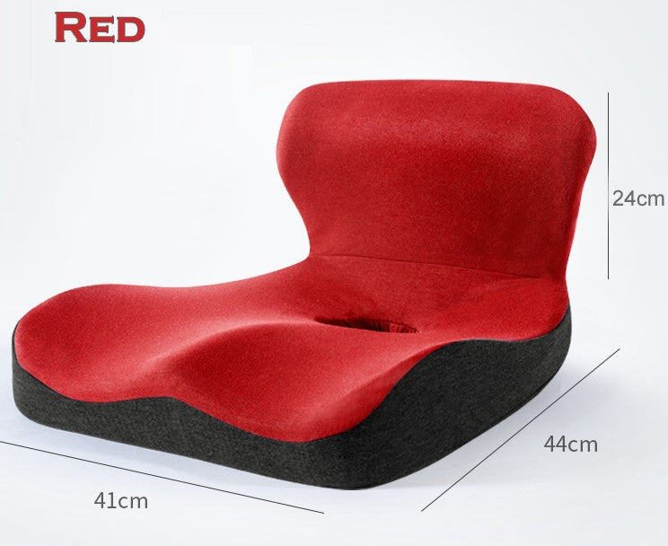 "L Shape Memory Foam Orthopedic Cushion offers ergonomic support with deep grey color, ideal for home and office seating."