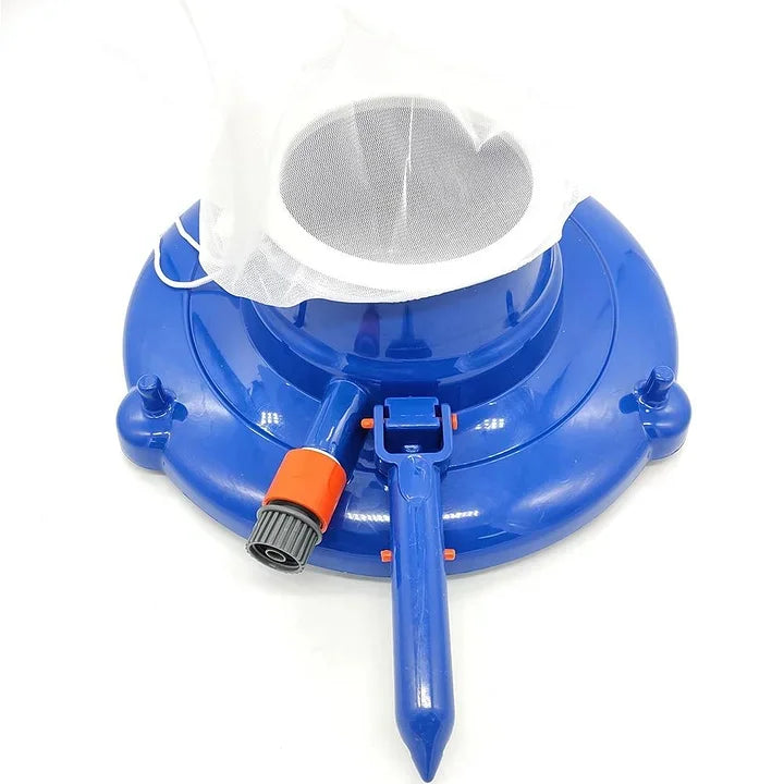 "Large pool leaf vacuum with powerful suction, cleaning debris efficiently; lightweight, maneuverable design for easy use."