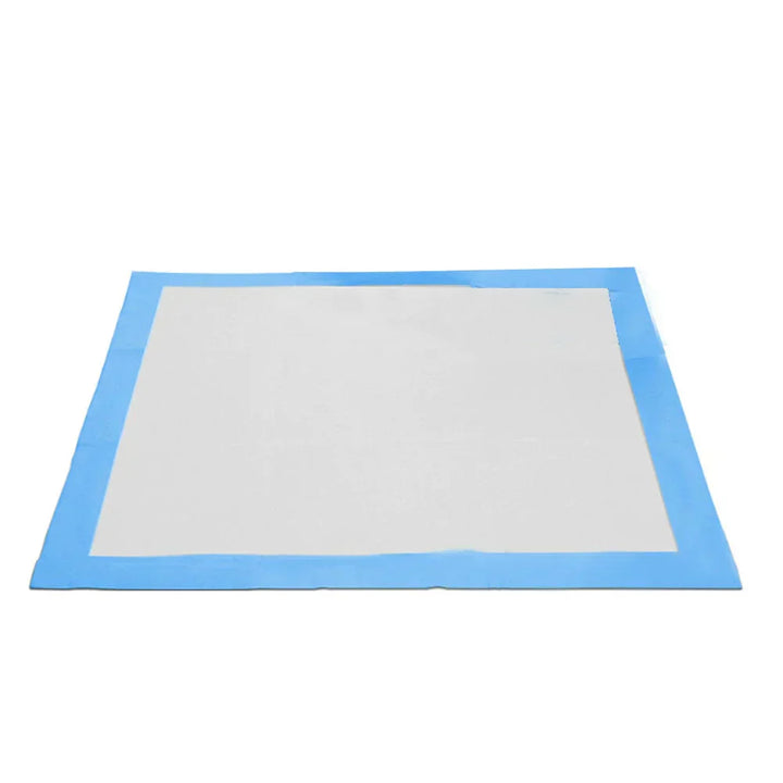 "Leak-proof potty training pads for dogs, featuring multi-layer design and non-slip bottom, shown on clean wooden floor."