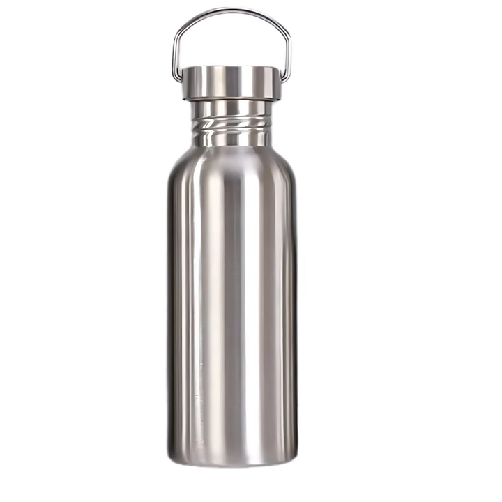 "Leakproof stainless steel water bottle with bamboo lid; sleek, durable design for active lifestyles, vibrant finish, eco-fri