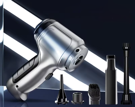 "Lightweight cordless car vacuum with 95000Pa suction, sleek design, black color, perfect for car and home cleaning."