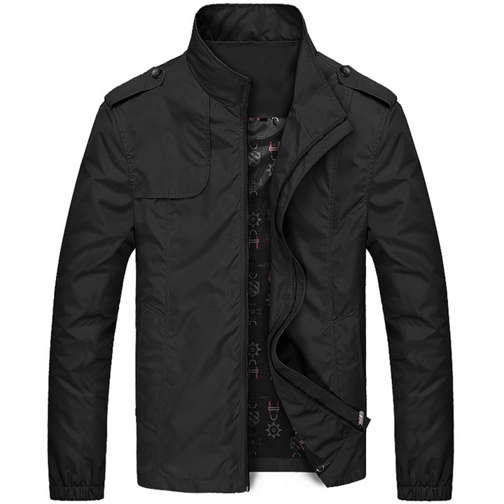 "Lightweight men's summer jacket in khaki with adjustable cuffs and breathable fabric for a cool, stylish look."